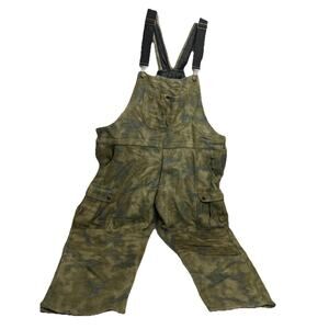 Vintage Guide Gear Fleece Bib Large Green Camo Coveralls Overalls Field Tested